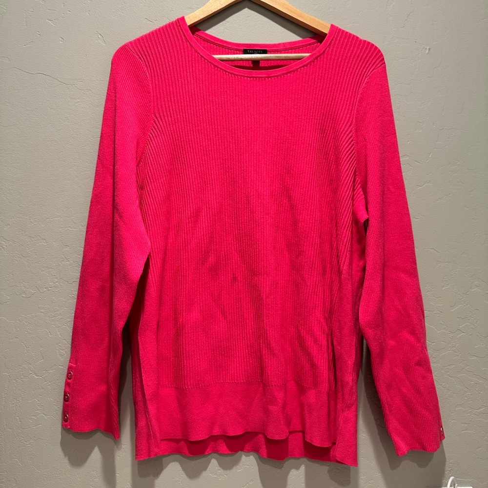 Talbots Raspberry Pink Knit Sweater Top Size 2X NWT‎